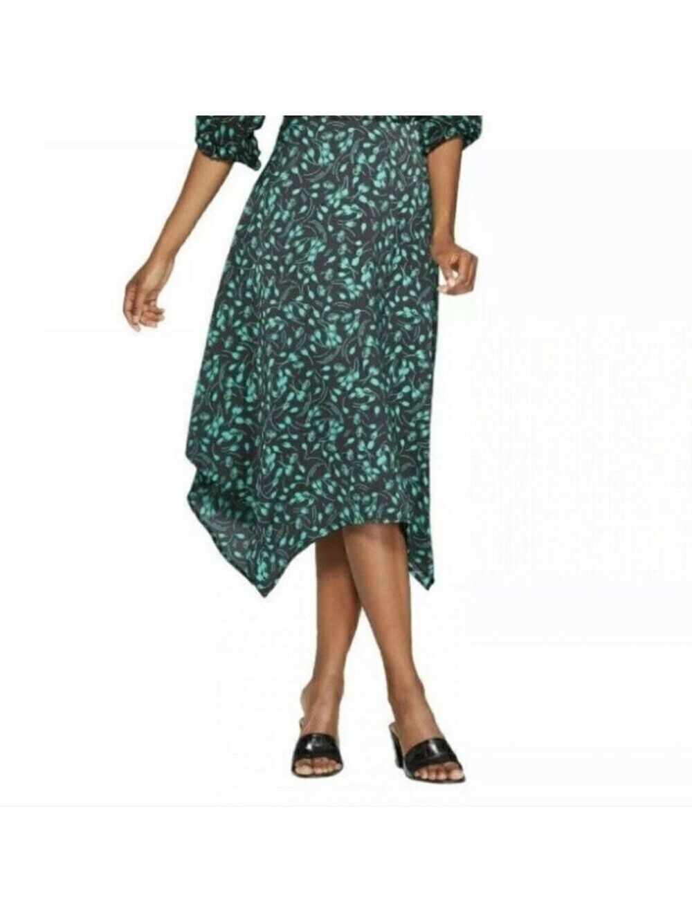 Who What Wear Floral Midi Skirt 22W Asymmetrical Hem NWT
